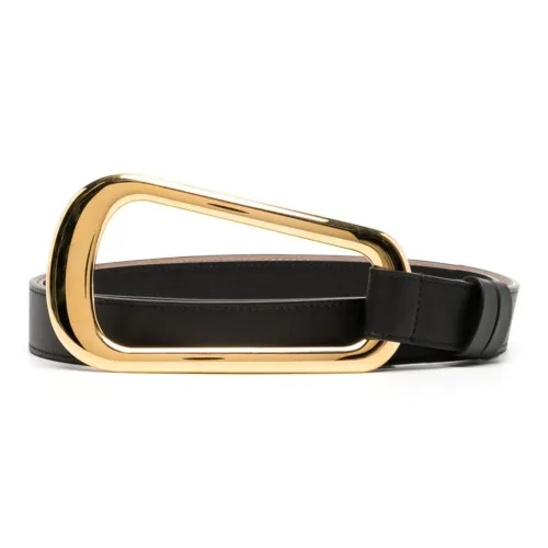 MICHAEL KORS Однотонный Дизайн Кольцо Пряжка Телячья кожа Кожаные ремни Женские Черный Ширина 3,5CM