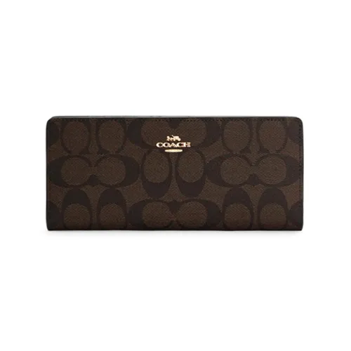 COACH Slim Wallet Canvas Wallet Women's Monogram Brown