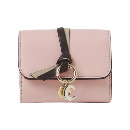 Chloe Alphabet Bright Calfskin Wallet Small Women's Floral Pink