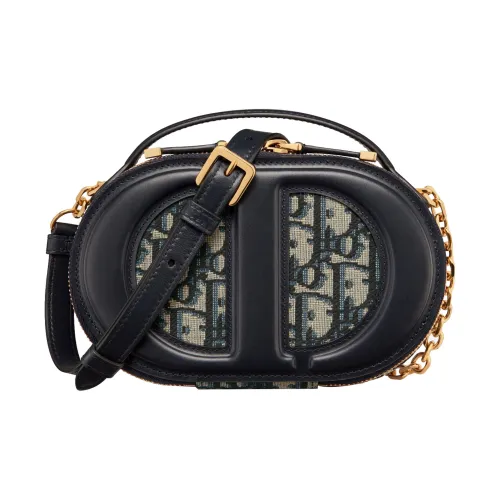 DIOR OBLIQUE Принт с кожаными вставками сумка Camera сумка через плечо обычный женский синий