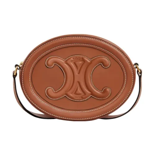 CELINE Cuir Triomphe Гладкая коровья кожа Овал Кошелек Сумка через плечо Женская Рыжевато-коричневый