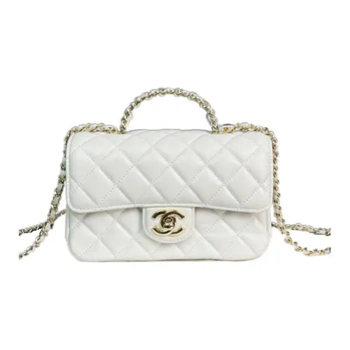 CHANEL Lambskin Snow White Цепляемая Сумка через плечо Сумка Мини Женская Белая