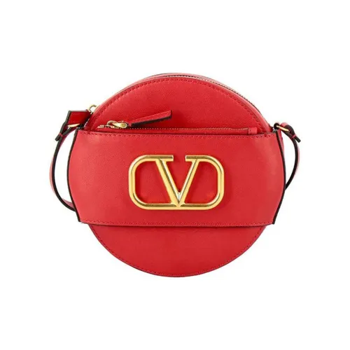 Valentino Кожа Маленькая Круглая Сумка Сумка через плечо Женская Красная