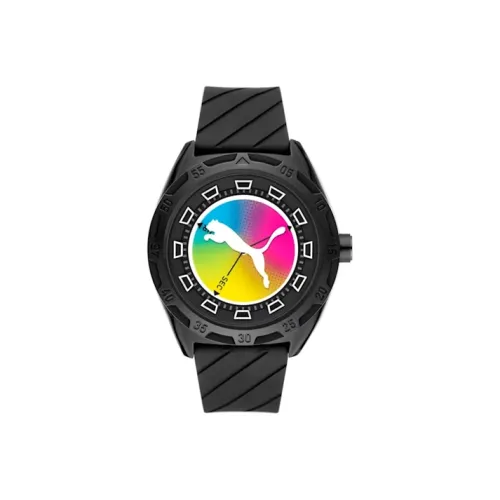 PUMA Наручные часы Кварцевый механизм ПУ (полиуретан) Ремень Черный циферблат Мужские часы