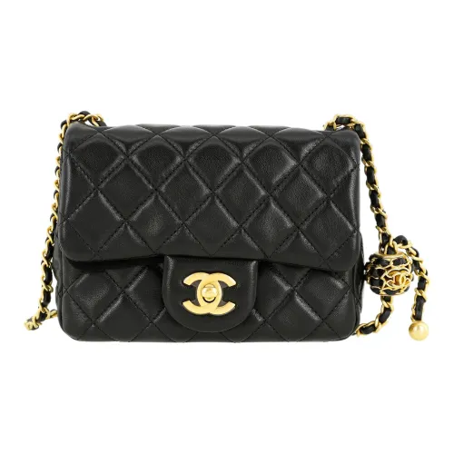 CHANEL 22SS Sheepskin Mini Square Flap Bag Crossbody Bag Shoulder Bag Women's Black