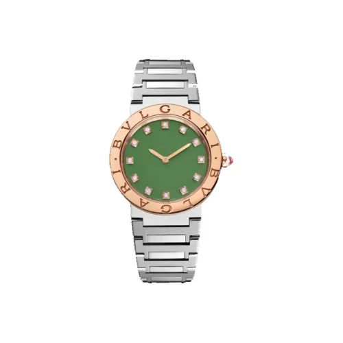 BVLGARI Наручные часы Кварцевый механизм Ремешок из нержавеющей стали 33 мм Зеленый циферблат Женские часы