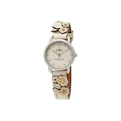 COACH Delancey Collection Наручные часы Кварцевый механизм Кожаный ремешок 28 мм Бежевый циферблат Женские часы 14502760