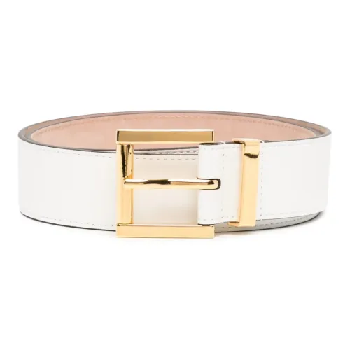 MICHAEL KORS Гладкий Текстурированный Шпилька Кожаные ремни Женские Белые Ширина 4CM