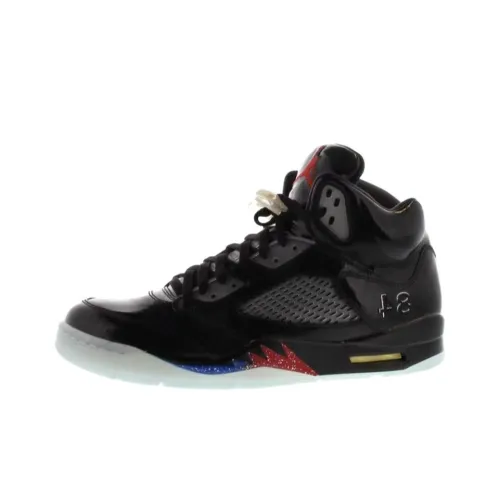 Jordan Air Джордан 5 Амортизация Износостойкий Высокий Топ Винтажные Баскетбольные Кроссовки Мужские Черные