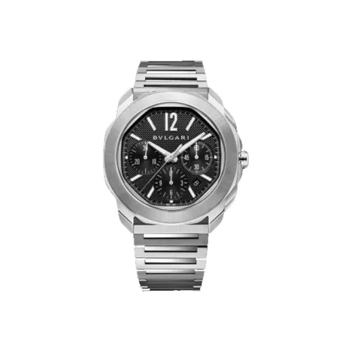 BVLGARI Octo Roma Часы Черный Циферблат С Узором Clous De Paris