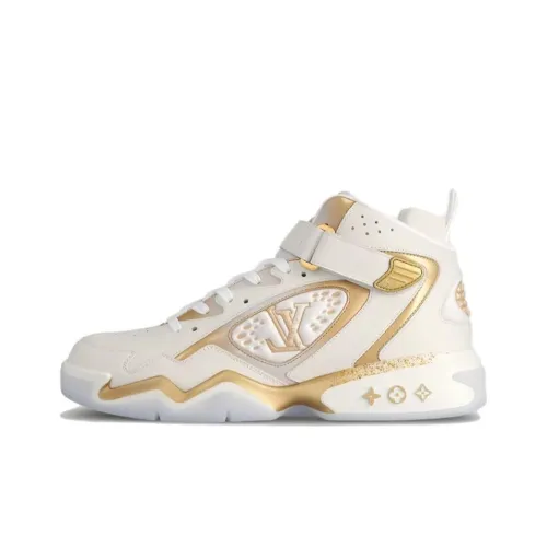 LOUIS VUITTON Trainer 2 MID Топ Повседневная обувь Мужская Белое Золото