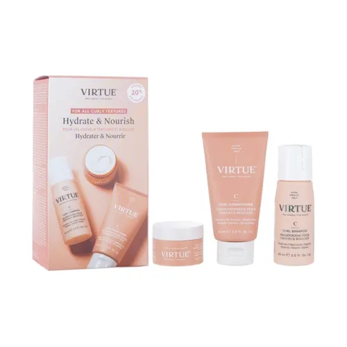 Virtue Hydrating Nourishing Набор для Крутых Волос Шампунь 60 мл + Кондиционер для Крутых Волос 60 мл + Маска для Крутых Волос 15 мл