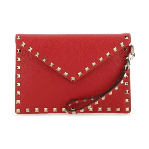 Valentino Rockstud Телячья кожа Кошелек Клатч Женский Красный