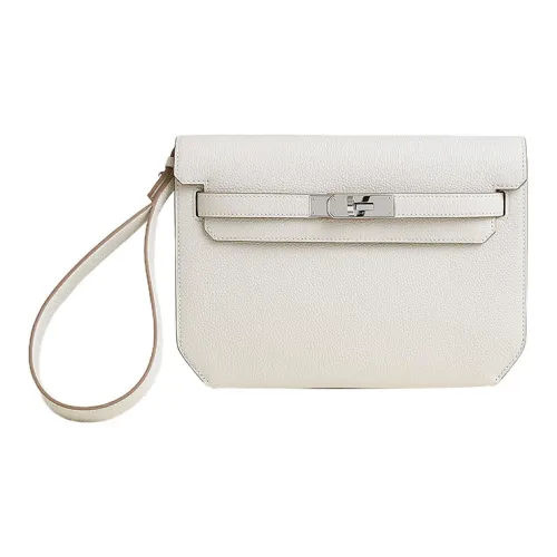 HERMES Kelly Depeches Коровья кожа Togo Клатч Мужской M4 Gris Pale Кремово-серый
