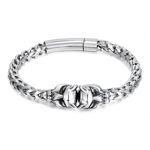 AKAK Титановый стальной браслет, двойной тигриный, с головой, браслет 【Розовый шип, подарочная коробка】 Мужской