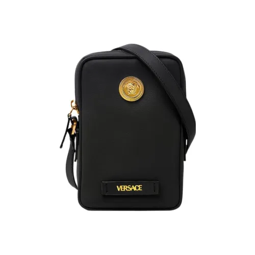 VERSACE La Medusa Коровья кожа Сумка через плечо Маленькая Мужская Черная