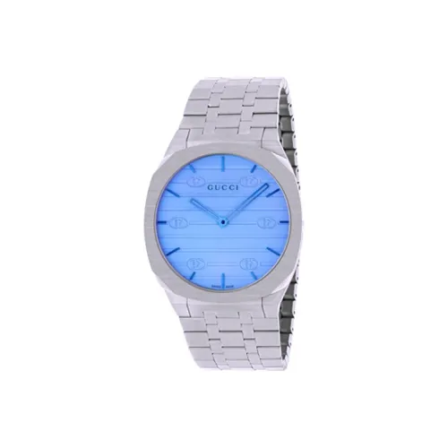 GUCCI Мужские часы Кварцевый механизм Ремешок из нержавеющей стали 38 мм Синий циферблат