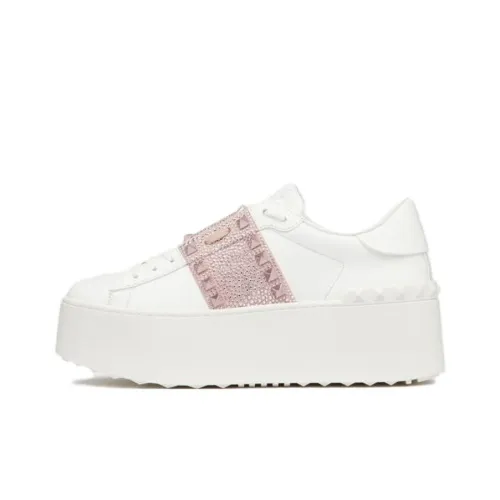 Valentino ROCKSTUD UNTITLED Низкий топ Повседневная обувь Женская Белая Розовая