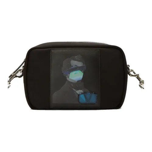 Valentino Нейлоновая ткань с кожаными вставками ручная сумка сумка через плечо мужская черная