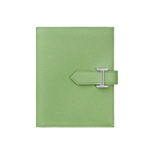 HERMES Bearn Эпсомская кожа Короткий кошелек Женские 3i Vert Criquet Авокадо-зеленый