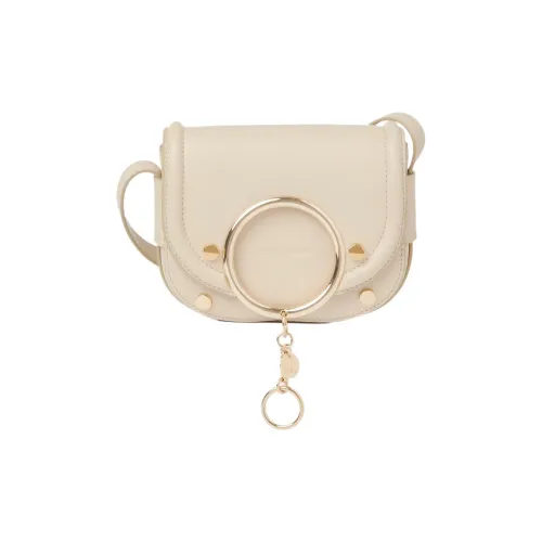 See By Chloe Small Grain Коровья кожа Сумка через плечо Маленькая Женская Бежевая