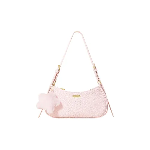 MIFFY ПУ (полиуретан) Сумка через плечо Полумесяц Сумка Сумка через плечо Сумка через плечо Стандартная Женская Розовая Экрю
