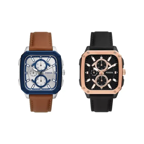 FOSSIL Наручные часы Кварцевый механизм Кожаный ремешок Серебристый циферблат Мужские часы BQ2654BQ2658