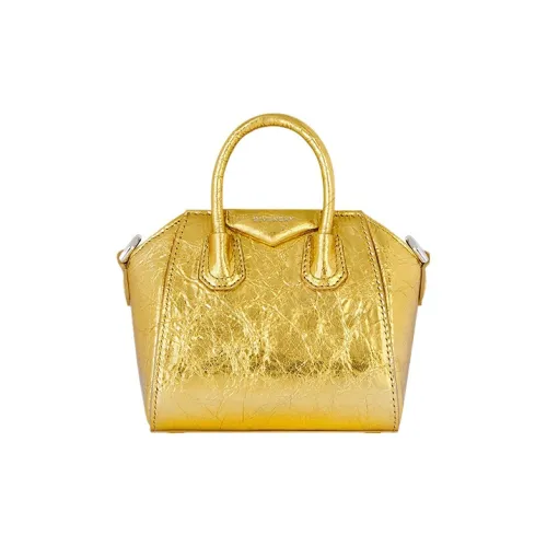 GIVENCHY Antigona Laminated Lambskin Crossbody Bag Extra Mini Women's Gold