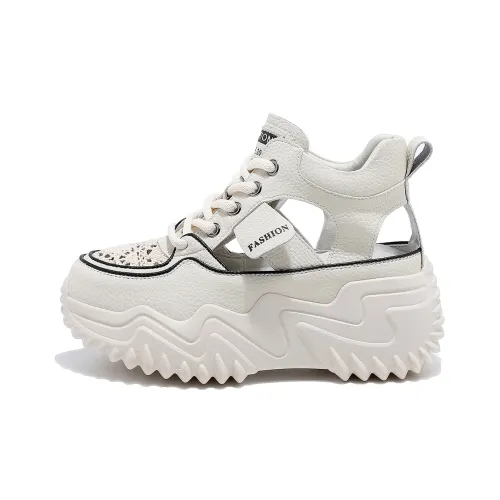 BAIJIHONG Спина Воздух Спортивные Сандалии 7 см Женские Бежевые