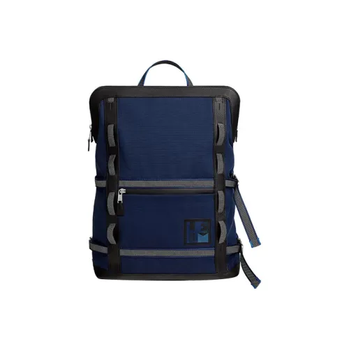 HERMES Off Piste Холст с Regate Taurillon Кожа SKI Сумка Рюкзак Унисекс Синий Черный