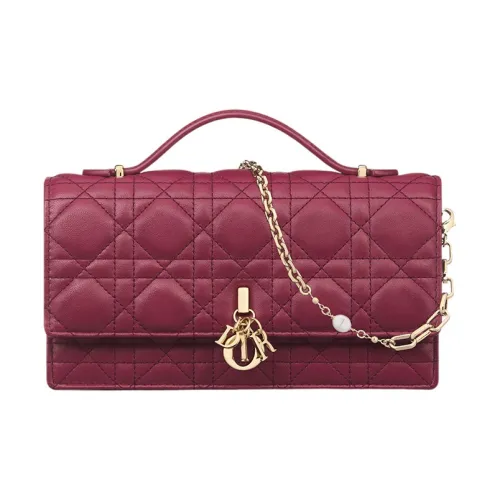 DIOR My Dior Овчина Сумка через плечо Сумка Мини Женская Темно-фиолетовая Красная