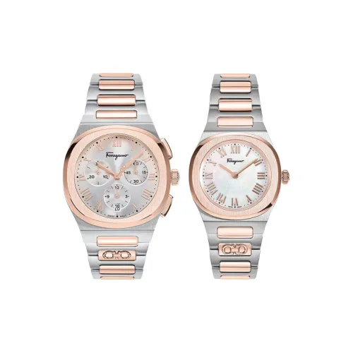 Ferragamo Наручные часы Кварцевый механизм Ремешок из нержавеющей стали Жемчужная раковина Циферблат Унисекс