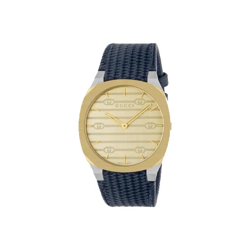 GUCCI Женские часы Кварцевый механизм Кожаный ремешок 38 мм Золотистый циферблат