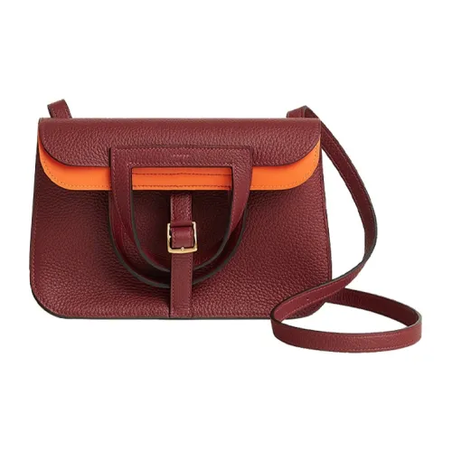 HERMES Halzan Clemence Bullock Кожа Сумка Сумка через плечо Сумка через плечо Женская Красная Оранжевая