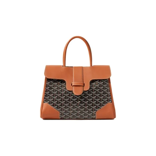 GOYARD Saigon Холст и Кожа Saigon Tote Сумка Сумка через плечо Большая Унисекс Черная Коричневая