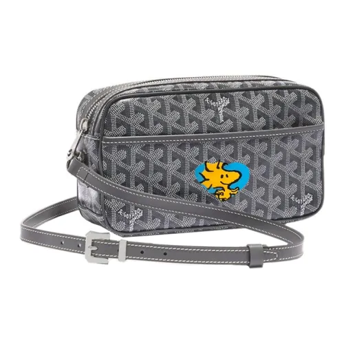 GOYARD Кепка Vert Холст с кожей Camera Сумка Сумка через плечо Маленькая Унисекс Серый и Синий