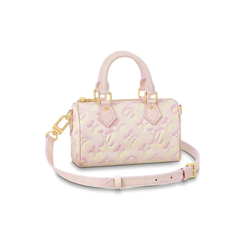 LOUIS VUITTON Speedy Тисненая коровья кожа Одно плечо Сумка Экстра мини Женская Розовая