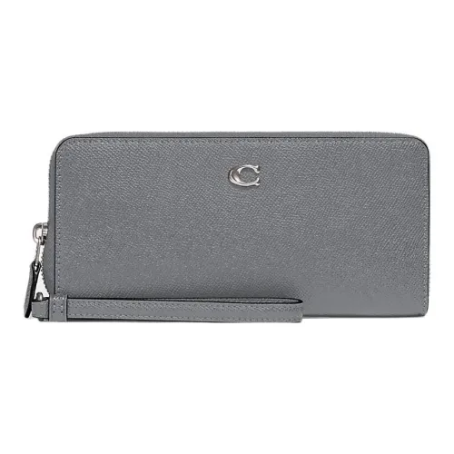 COACH Continental Wallet Кожа Карман для монет Запястье Сумка Кошелек Маленький Женские Серо-голубой