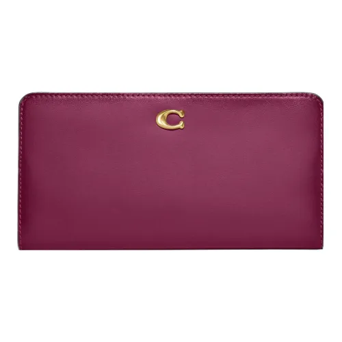 COACH Skinny Wallet Телячья кожа Мелочь Кошелек Клатч Кошелек Обычный Женские Темно-сливовый