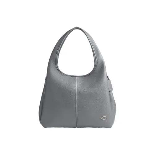 COACH LANA Полированная кожа с галькой сумка через плечо большая женская темно-серый