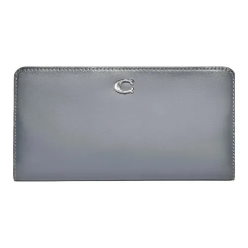 COACH Skinny Wallet Телячья кожа Мелочь Кошелек Клатч Кошелек Обычный Женские Серый