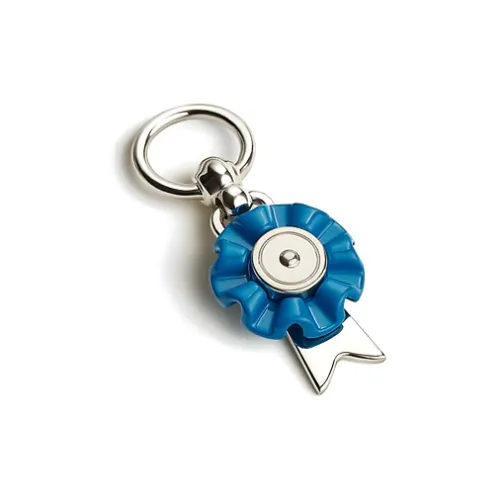 HERMES Лакированная поверхность палладий покрытие латунь шелк шарф нижняя заколка женский синий