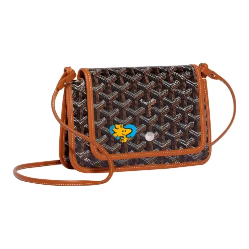 GOYARD Plumet Холст и Кожа Конверт Сумка Ручная Сумка Сумка через плечо Маленькая Унисекс Коричневая Синяя