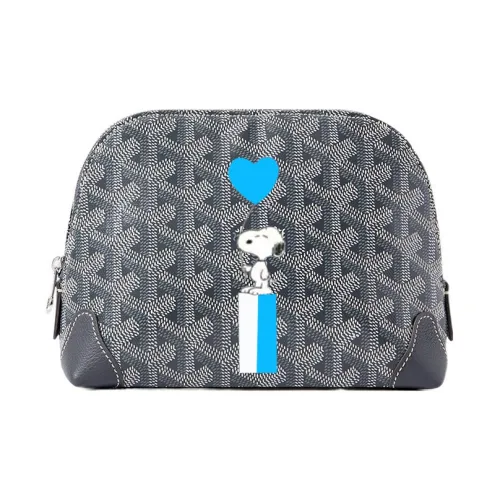 GOYARD Vendôme Холст Телячья кожа Зубы Собаки Сумка для туалетных принадлежностей Сумка для макияжа Женская Серый Синий Сердце Воздушный шар