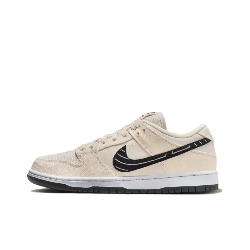 Albino Preto x Nike Dunk SB Pro 'Pearl White' Низкие Скейтбординг Кроссовки Unisex Бежевый Черный Белый