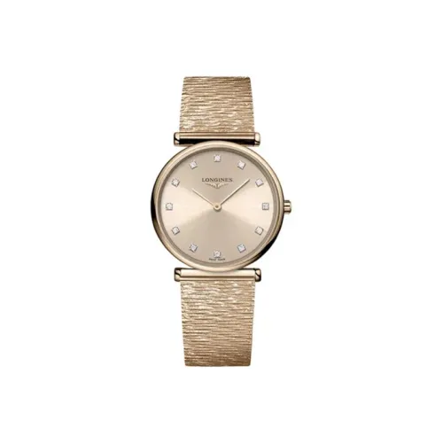 LONGINES Jialan Collection Кварцевый механизм Женские часы 29 мм Золотой циферблат PVD покрытие Корпус часов PVD покрытие Ремешок