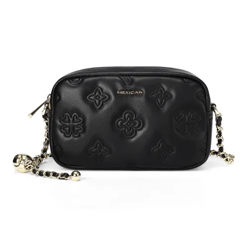 MEXICAN Полиуретан Crossbody Сумка Сумка через плечо Маленькая квадратная сумка Стандартная Женская Черный Экрю