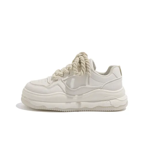 HUANQIU Slip-resistant Abrasion-resistant Low-top Skateboard Shoes Women's Beige HUANQIU Противоскользящие Износостойкие Низкие Кеды для Скейтбординга Женские Бежевые