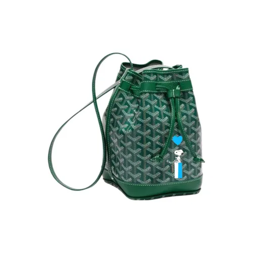 GOYARD Снупи Co Branded Petit Flot Холст с кожей Сумка-ведро Сумка на плечо Женская