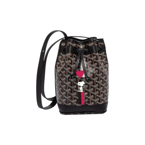 GOYARD Снупи Co Branded Petit Flot Холст с кожей Сумка-ведро Сумка на плечо Женская